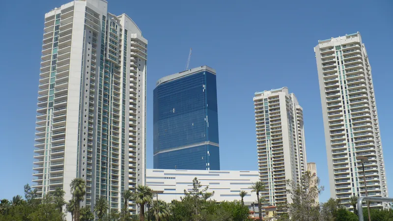 Tall residential condominium towers near the Las Vegas Strip