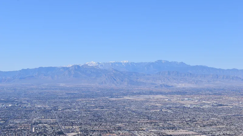 View across the Las Vegas Valley toward the snow-capped Spring Mountains